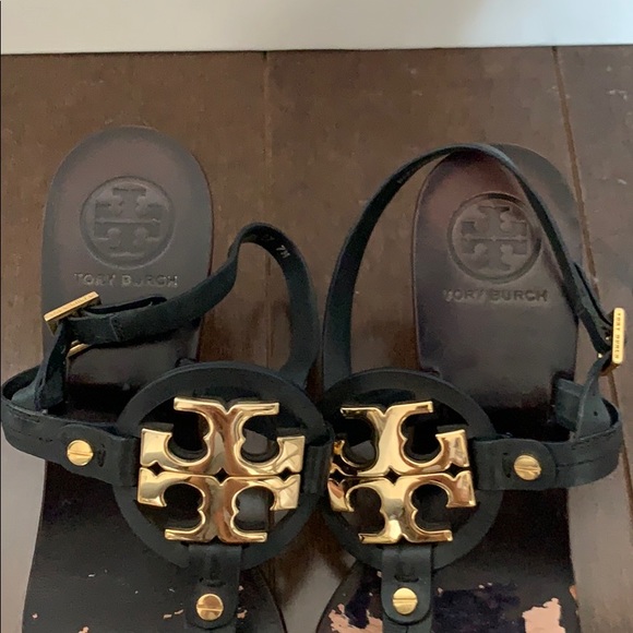 Tory Burch navy blue logo sandals 7 - Picture 3 of 6